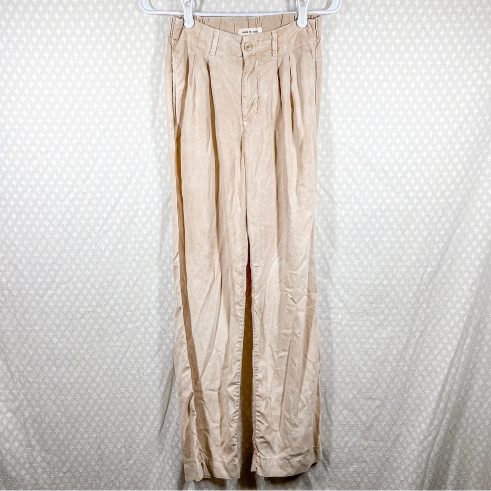 Anthropologie Cloth & Stone Tan Cream Tencel High Rise Straight Pants‎